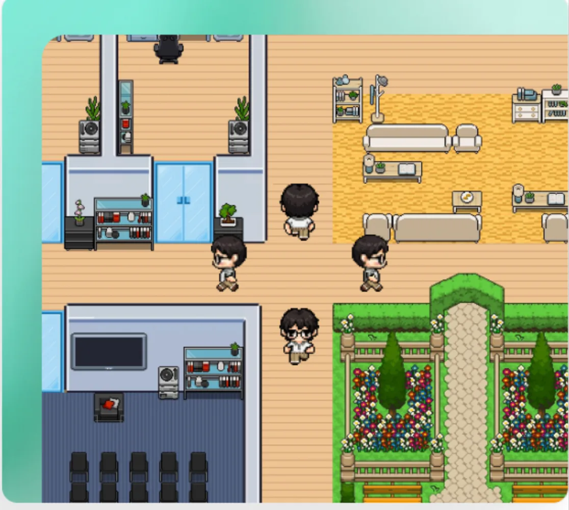 Avatars moving freely across the virtual office